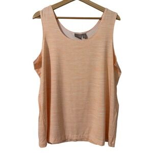 Chicos Womens Size 3 XL Orange White Striped Sleeveless Tank Top